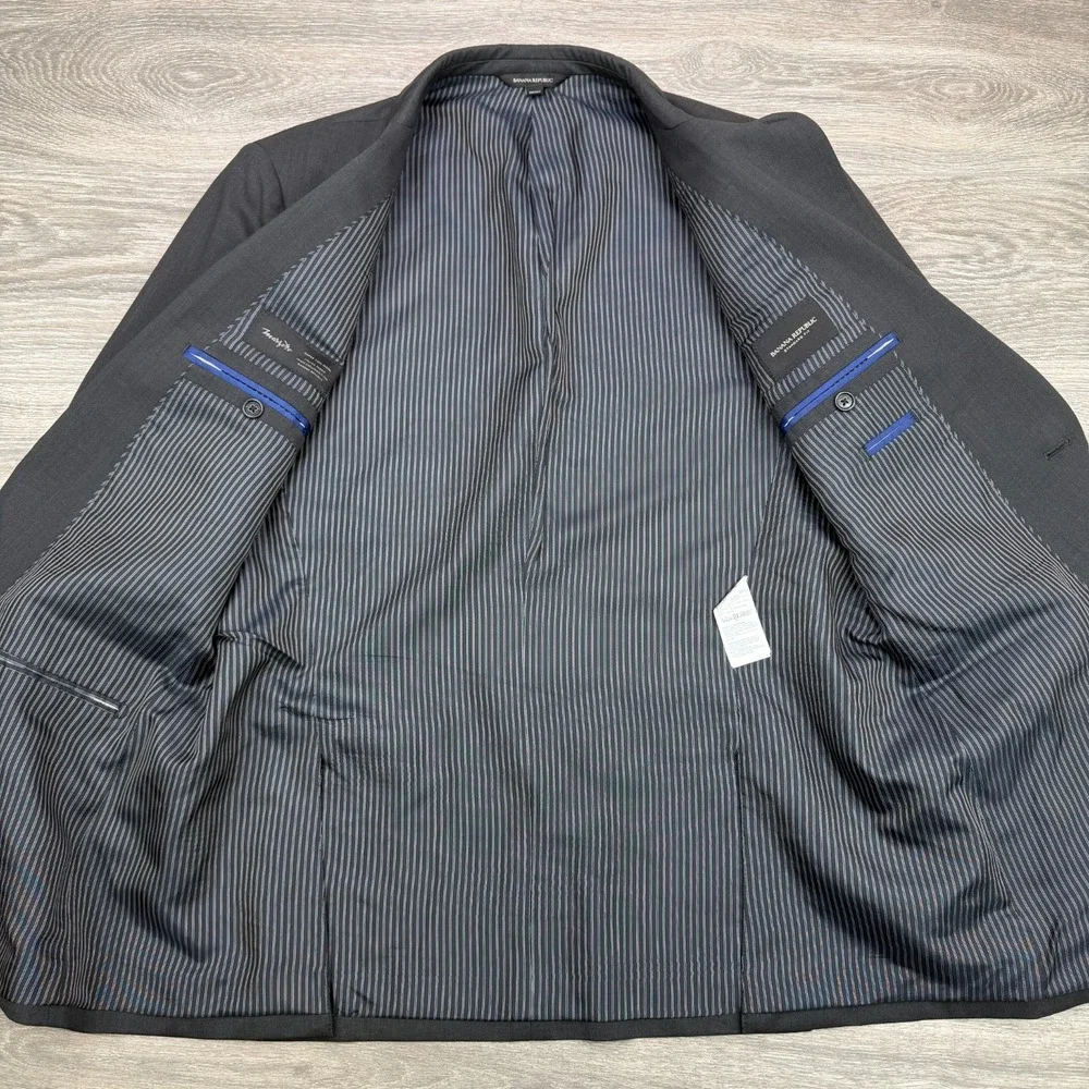Banana Republic Marzotto Italy Wool Blazer Mens 42R Charcoal Sport Coat Jacket
